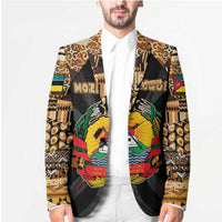 Mozambique Blazer with Black Brown Tribal Design and National Emblem - Wonder Print Shop