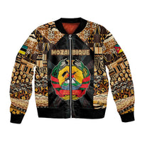 Mozambique Bomber Jacket with Black Brown Tribal Design and National Emblem - Wonder Print Shop