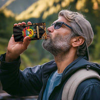 Mozambique 4 in 1 Can Cooler Tumbler with Black Brown Tribal Design and National Emblem - Wonder Print Shop