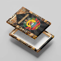 Mozambique Canvas Wall Art with Black Brown Tribal Design and National Emblem - Wonder Print Shop