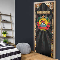 Mozambique Door Cover with Black Brown Tribal Design and National Emblem - Wonder Print Shop