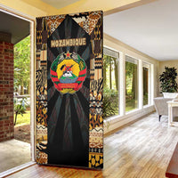 Mozambique Door Cover with Black Brown Tribal Design and National Emblem - Wonder Print Shop