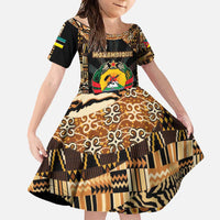 Mozambique Family Matching Off Shoulder Maxi Dress and Hawaiian Shirt with Black Brown Tribal Design and National Emblem - Wonder Print Shop