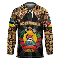 Mozambique Hockey Jersey with Black Brown Tribal Design and National Emblem - Wonder Print Shop