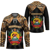 Mozambique Hockey Jersey with Black Brown Tribal Design and National Emblem - Wonder Print Shop