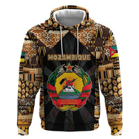 Mozambique Hoodie with Black Brown Tribal Design and National Emblem - Wonder Print Shop