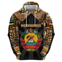 Mozambique Hoodie with Black Brown Tribal Design and National Emblem - Wonder Print Shop