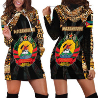 Mozambique Hoodie Dress with Black Brown Tribal Design and National Emblem - Wonder Print Shop