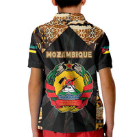 Mozambique Kid Polo Shirt with Black Brown Tribal Design and National Emblem - Wonder Print Shop