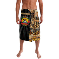 Mozambique Lavalava with Black Brown Tribal Design and National Emblem - Wonder Print Shop