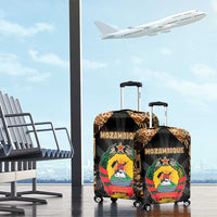 Mozambique Luggage Cover with Black Brown Tribal Design and National Emblem - Wonder Print Shop