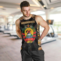 Mozambique Men Tank Top with Black Brown Tribal Design and National Emblem - Wonder Print Shop