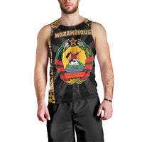 Mozambique Men Tank Top with Black Brown Tribal Design and National Emblem - Wonder Print Shop