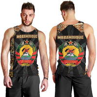 Mozambique Men Tank Top with Black Brown Tribal Design and National Emblem - Wonder Print Shop