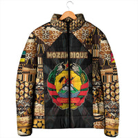 Mozambique Padded Jacket with Black Brown Tribal Design and National Emblem - Wonder Print Shop