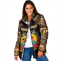 Mozambique Padded Jacket with Black Brown Tribal Design and National Emblem - Wonder Print Shop