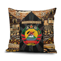 Mozambique Pillow Cover with Black Brown Tribal Design and National Emblem - Wonder Print Shop