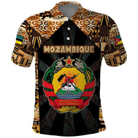 Mozambique Polo Shirt with Black Brown Tribal Design and National Emblem - Wonder Print Shop