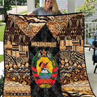 Mozambique Quilt with Black Brown Tribal Design and National Emblem - Wonder Print Shop