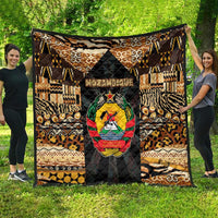 Mozambique Quilt with Black Brown Tribal Design and National Emblem - Wonder Print Shop