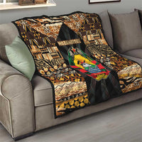 Mozambique Quilt with Black Brown Tribal Design and National Emblem - Wonder Print Shop
