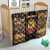 Mozambique Quilt with Black Brown Tribal Design and National Emblem - Wonder Print Shop