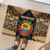 Mozambique Rubber Doormat with Black Brown Tribal Design and National Emblem - Wonder Print Shop