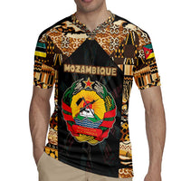 Mozambique Rugby Jersey with Black Brown Tribal Design and National Emblem - Wonder Print Shop