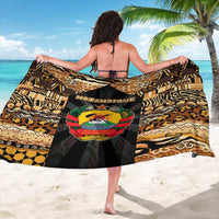 Mozambique Sarong with Black Brown Tribal Design and National Emblem - Wonder Print Shop