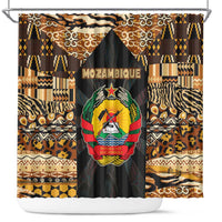 Mozambique Shower Curtain with Black Brown Tribal Design and National Emblem - Wonder Print Shop
