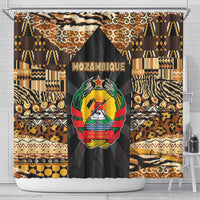 Mozambique Shower Curtain with Black Brown Tribal Design and National Emblem - Wonder Print Shop