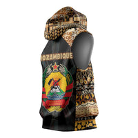 Mozambique Sleeveless Hoodie with Black Brown Tribal Design and National Emblem - Wonder Print Shop