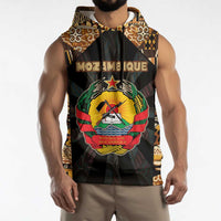 Mozambique Sleeveless Hoodie with Black Brown Tribal Design and National Emblem - Wonder Print Shop