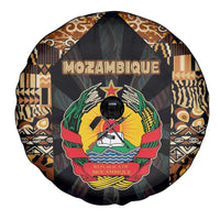 Mozambique Spare Tire Cover with Black Brown Tribal Design and National Emblem - Wonder Print Shop