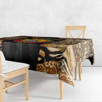 Mozambique Tablecloth with Black Brown Tribal Design and National Emblem - Wonder Print Shop