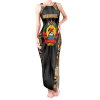 Mozambique Tank Maxi Dress with Black Brown Tribal Design and National Emblem - Wonder Print Shop