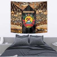 Mozambique Tapestry with Black Brown Tribal Design and National Emblem - Wonder Print Shop