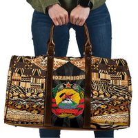 Mozambique Travel Bag with Black Brown Tribal Design and National Emblem - Wonder Print Shop