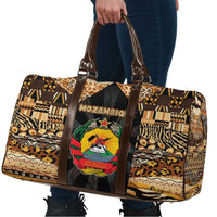 Mozambique Travel Bag with Black Brown Tribal Design and National Emblem - Wonder Print Shop