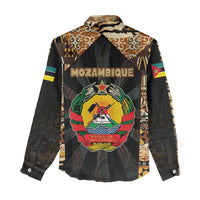 Mozambique Women Casual Shirt with Black Brown Tribal Design and National Emblem - Wonder Print Shop