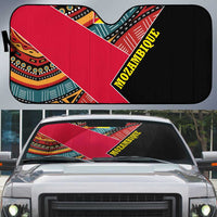 Mozambique Auto Sun Shade with Red Black Geometric Design and Tribal Pattern - Wonder Print Shop