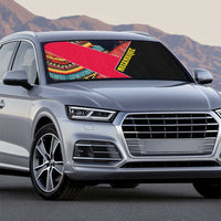 Mozambique Auto Sun Shade with Red Black Geometric Design and Tribal Pattern - Wonder Print Shop