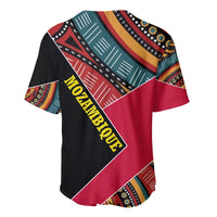 Mozambique Baseball Jersey with Red Black Geometric Design and Tribal Pattern - Wonder Print Shop