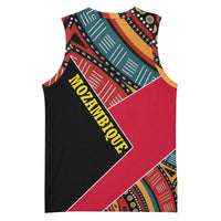 Mozambique Basketball Jersey with Red Black Geometric Design and Tribal Pattern - Wonder Print Shop