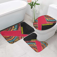 Mozambique Bathroom Set with Red Black Geometric Design and Tribal Pattern - Wonder Print Shop