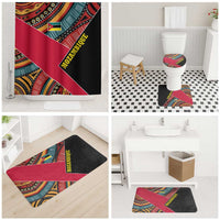 Mozambique Bathroom Set with Red Black Geometric Design and Tribal Pattern - Wonder Print Shop