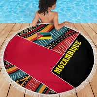 Mozambique Beach Blanket with Red Black Geometric Design and Tribal Pattern - Wonder Print Shop