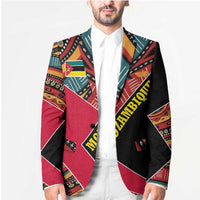 Mozambique Blazer with Red Black Geometric Design and Tribal Pattern - Wonder Print Shop