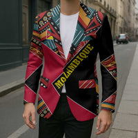 Mozambique Blazer with Red Black Geometric Design and Tribal Pattern - Wonder Print Shop
