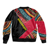 Mozambique Bomber Jacket with Red Black Geometric Design and Tribal Pattern - Wonder Print Shop